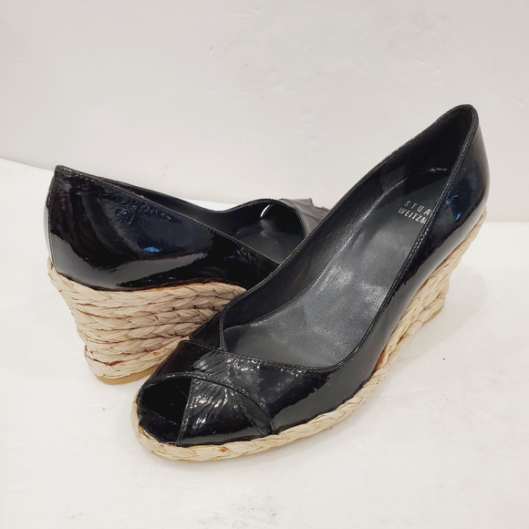 NEW Stuart Weitzman Pumpex Patent Leather Espadrilles Wedges